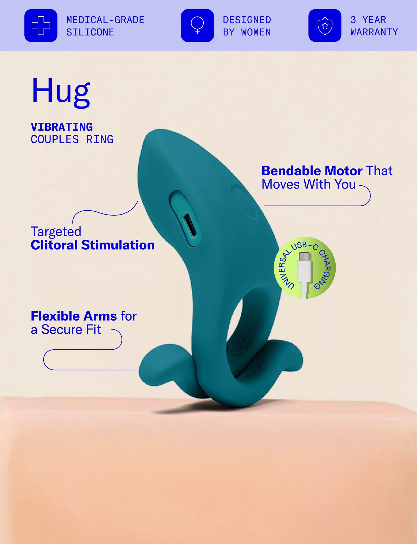 Hug Flexible Vibrating Cock Ring
