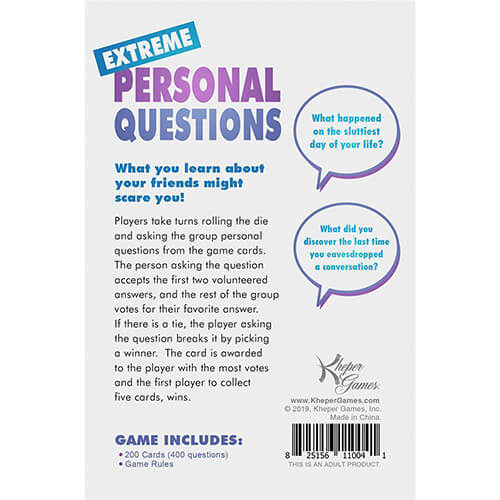 Extreme Personal Questions Party Game