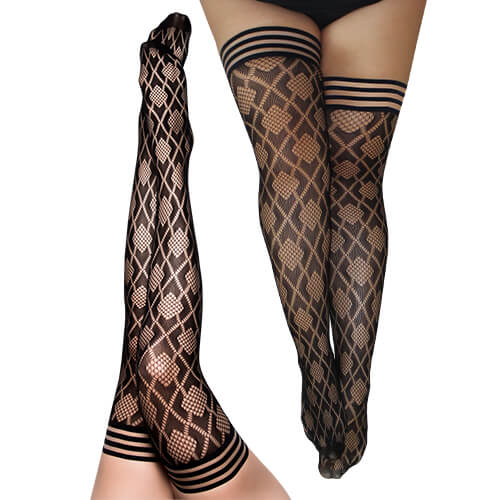 Elle Diamond Fishnet Thigh High