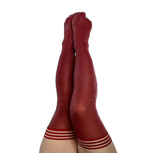 Holly Shimmer Cranberry Thigh High