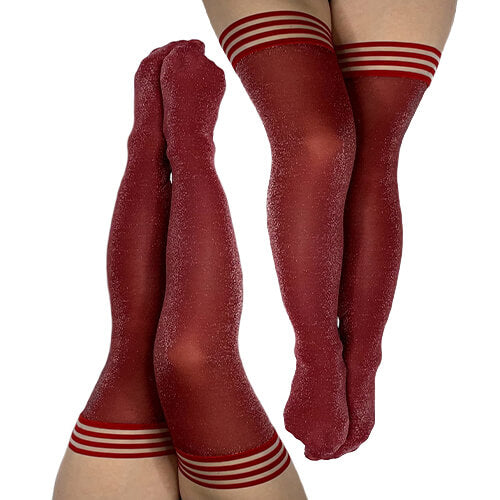 Holly Shimmer Cranberry Thigh High