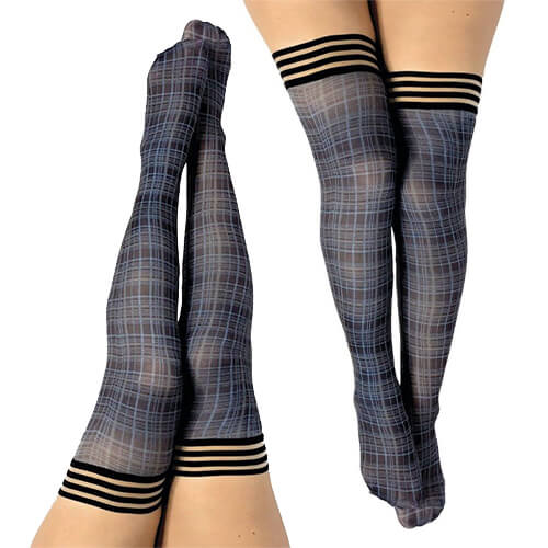 Debbie Navy Plaid Thigh-High