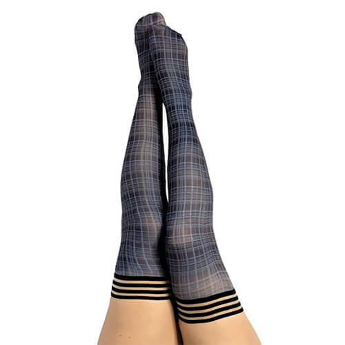 Debbie Navy Plaid Thigh-High