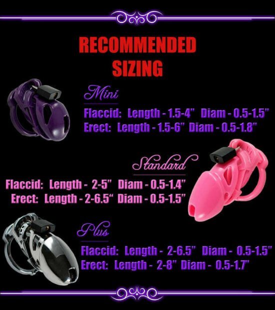 Sizing and dimensions for each of the sizing.