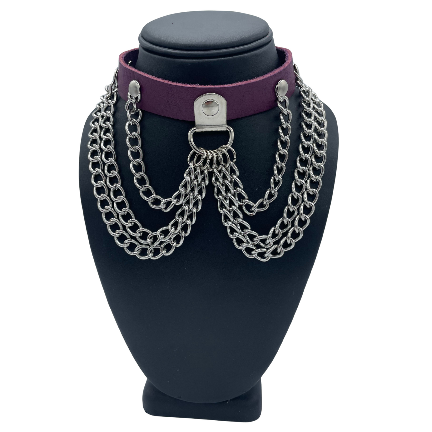 Leather and Chain Drape Collar