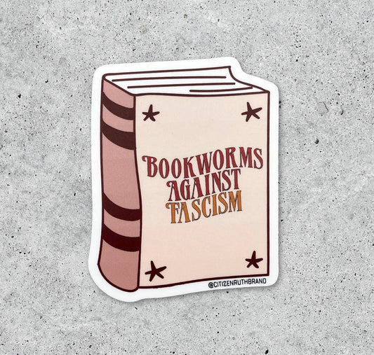 Bookworms Against Fascism Vinyl Sticker