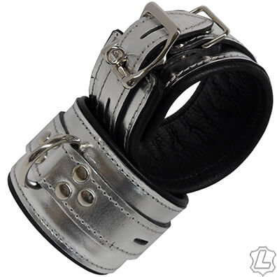 Silver Metallic Leather Cuffs