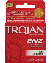 Trojan ENZ Non-Lubricated Condoms: Box of 3