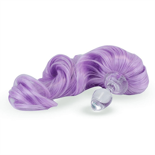 Glass Plug with Removable Pony Tails in Lavender